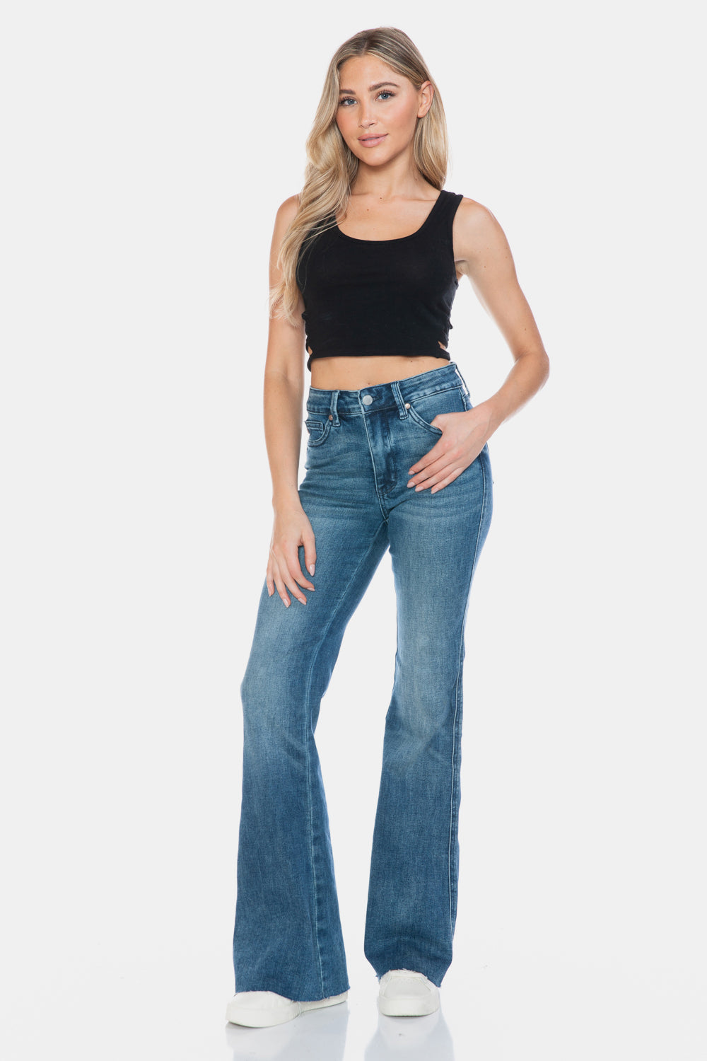 Judy Blue - Mid-Rise Tummy Control Flare Denim Jeans - Inspired Eye Boutique