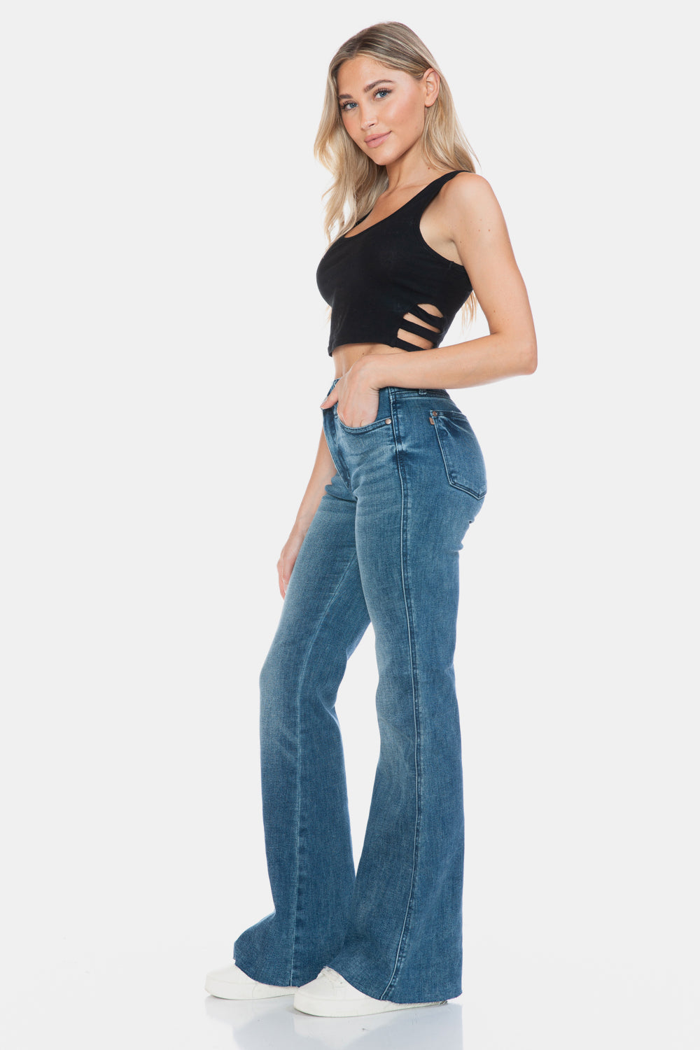 Judy Blue - Mid-Rise Tummy Control Flare Denim Jeans - Inspired Eye Boutique