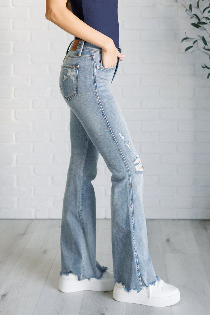 Judy Blue - Mid-Rise Tummy Control Flare Jeans - Inspired Eye Boutique