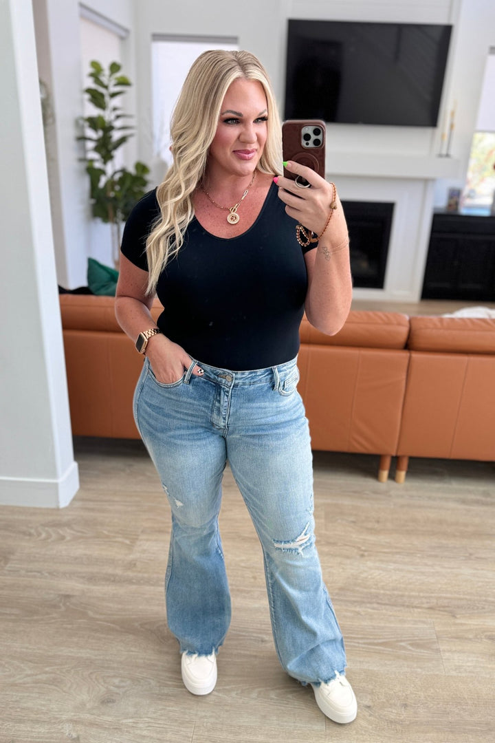 Judy Blue - Mid-Rise Tummy Control Flare Jeans - Inspired Eye Boutique