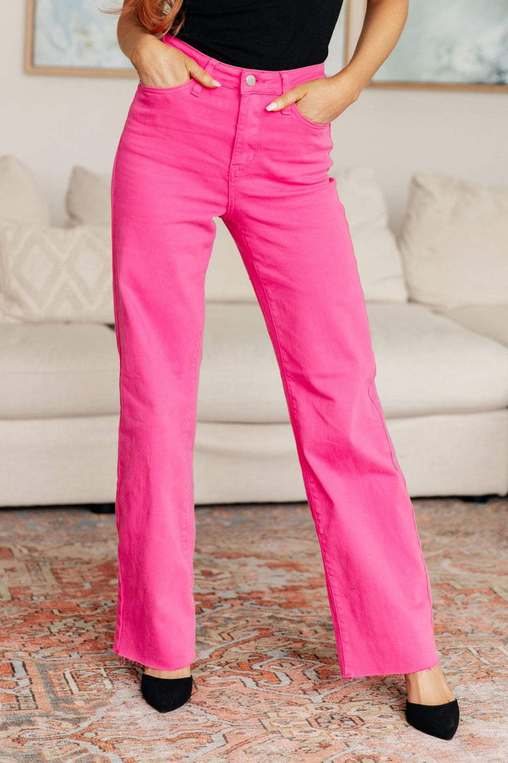 Judy Blue - Pink Jeans - Hot Pink - Straight Leg - Inspired Eye Boutique