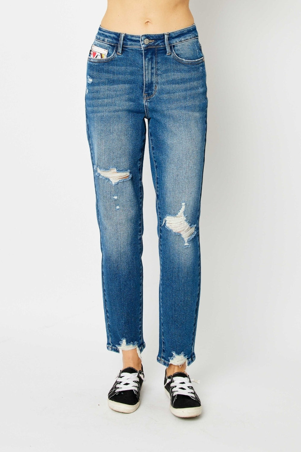 Judy Blue - Queen of Hearts Boyfriend Jeans - Inspired Eye Boutique