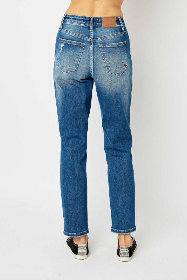 Judy Blue - Queen of Hearts Boyfriend Jeans - Inspired Eye Boutique