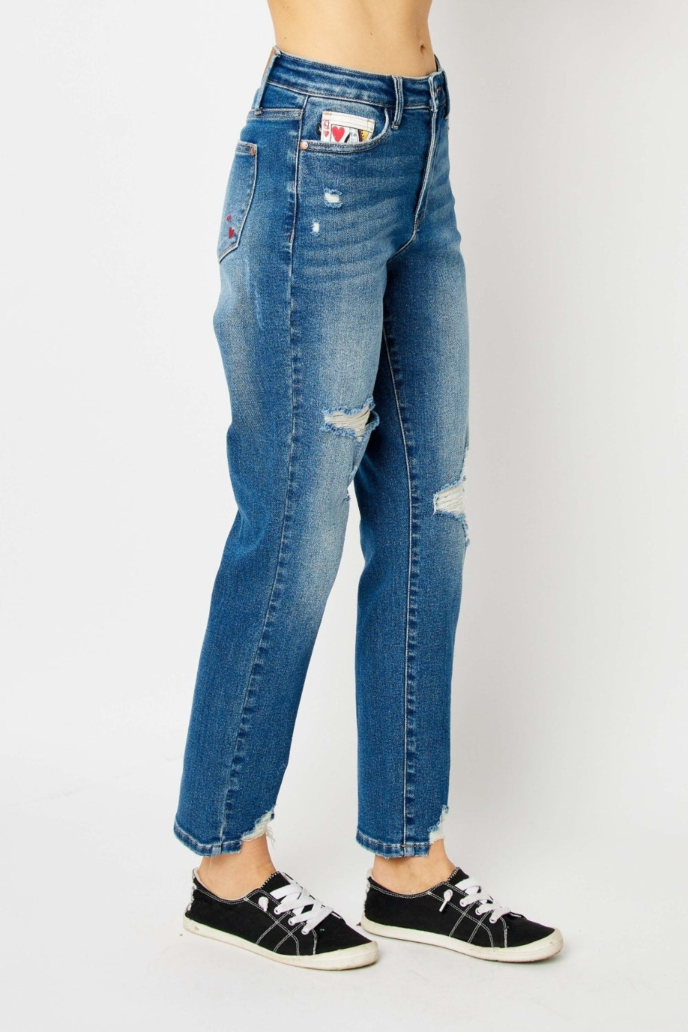 Judy Blue - Queen of Hearts Boyfriend Jeans - Inspired Eye Boutique