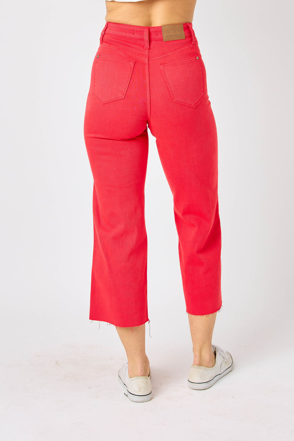 Judy Blue Red Jeans - Wide Leg - Cropped - Inspired Eye Boutique