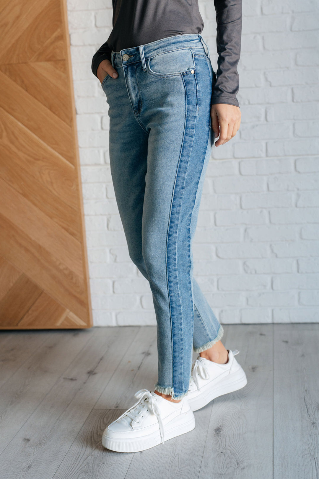 Judy Blue - Side Panel Detail High Rise Jeans - Inspired Eye Boutique