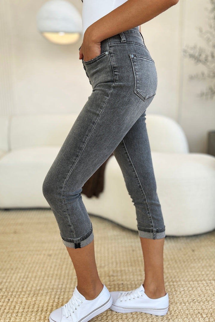 Judy Blue - Skinny Fit Capri Jeans - Grey Wash - Inspired Eye Boutique