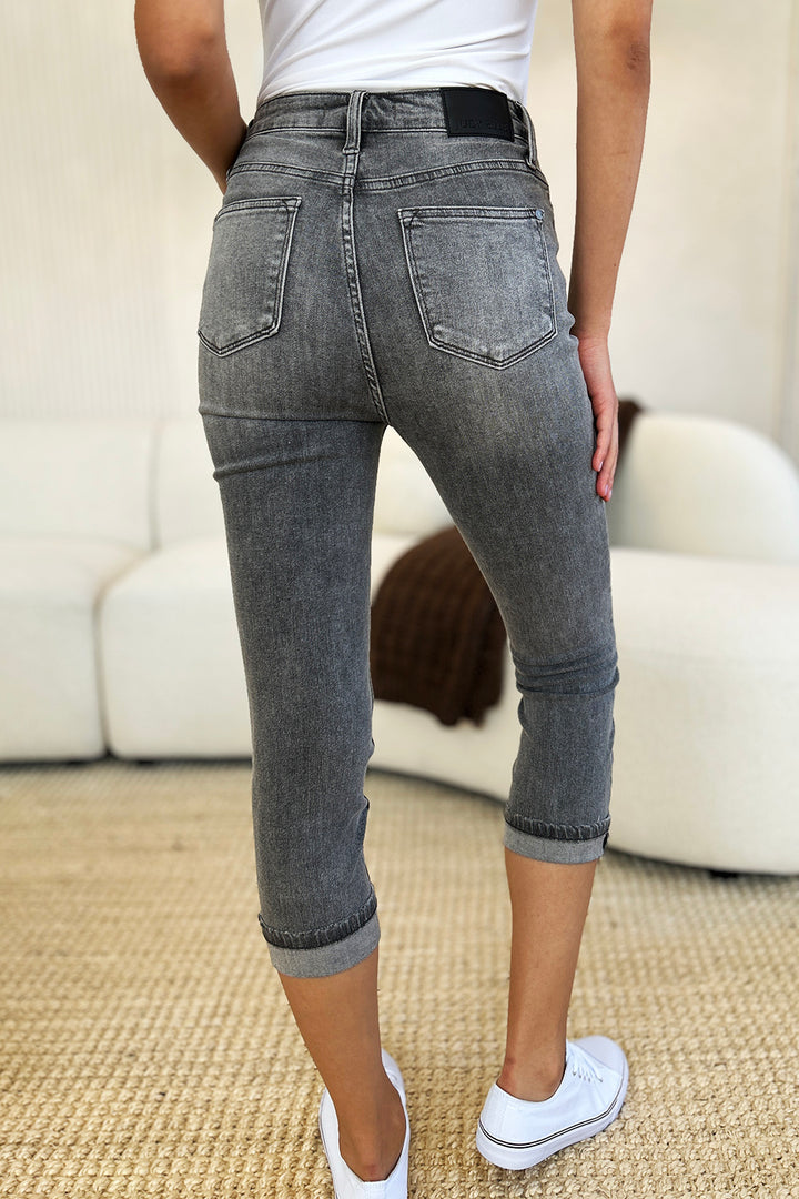 Judy Blue - Skinny Fit Capri Jeans - Grey Wash - Inspired Eye Boutique