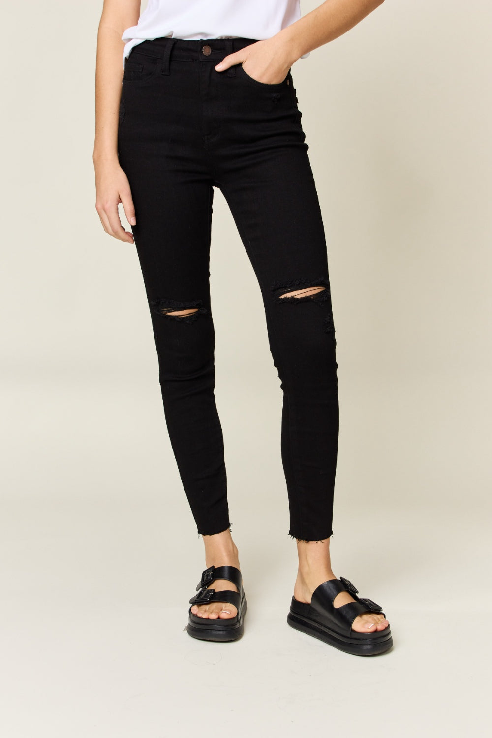 Judy Blue Skinny Jeans - Black - Distressed - Inspired Eye Boutique