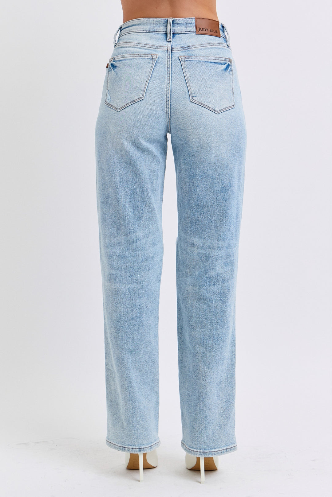 Judy Blue - Straight Leg Rigid Magic Destroyed Jeans - Inspired Eye Boutique