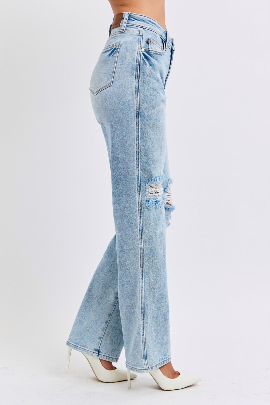 Judy Blue - Straight Leg Rigid Magic Destroyed Jeans - Inspired Eye Boutique