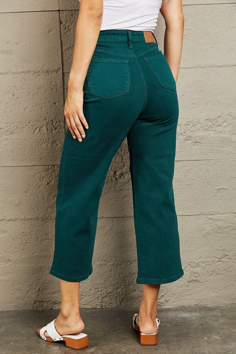 Judy Blue - A Drop In The Ocean Tummy Control Wide Cropped Jeans (Reg/Plus)