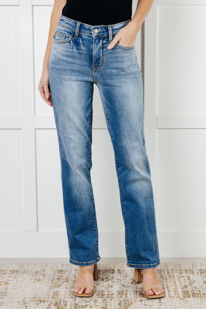 Judy Blue - Thermal Straight Leg Jeans - Inspired Eye Boutique