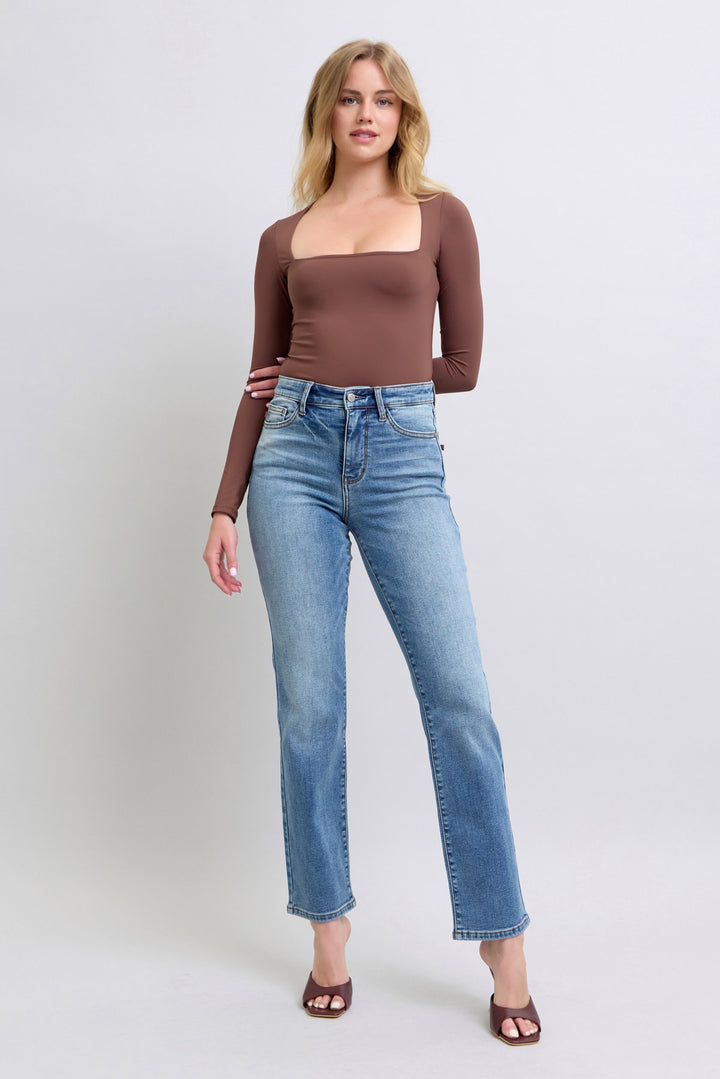 Judy Blue - Thermal Straight Leg Jeans - Inspired Eye Boutique