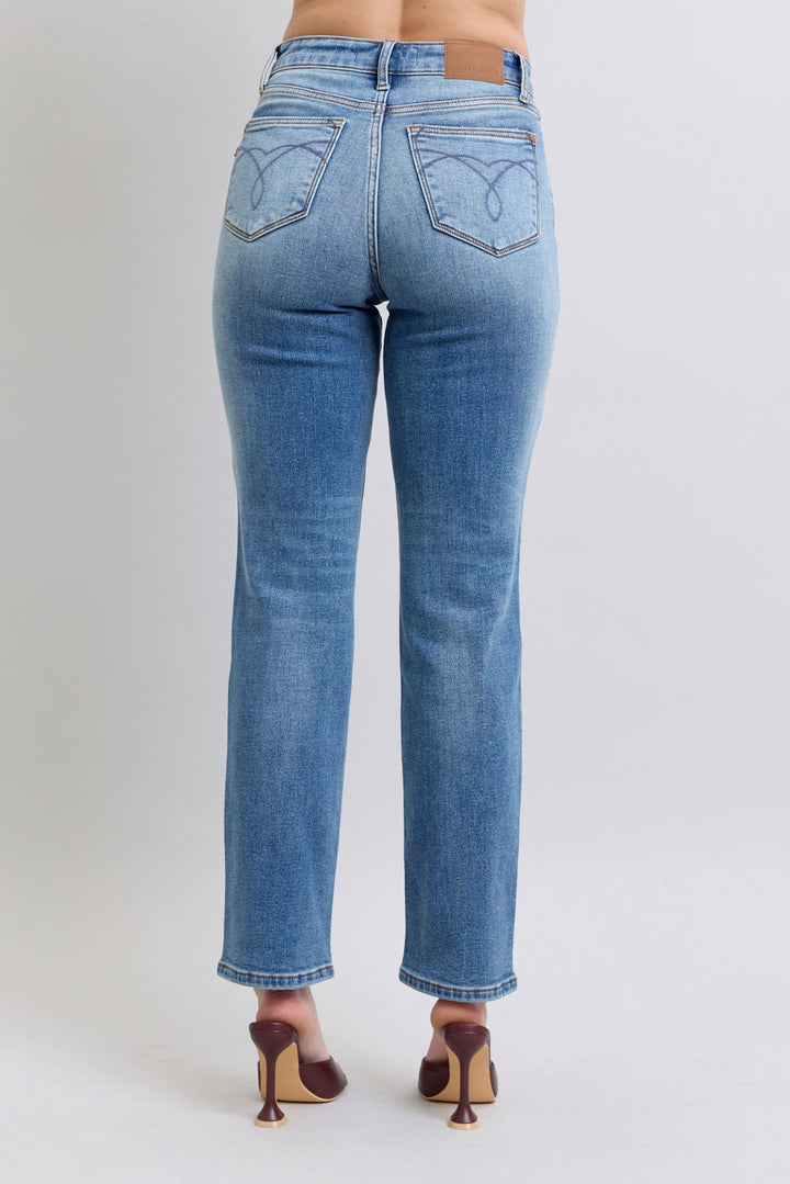 Judy Blue - Thermal Straight Leg Jeans - Inspired Eye Boutique