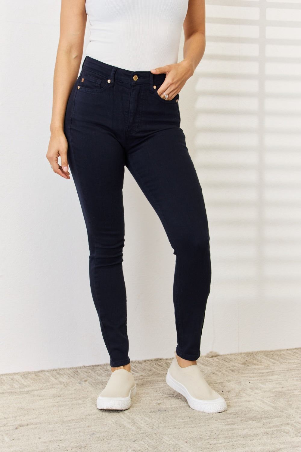 Judy Blue Tummy Control Navy Skinny Jeans - Inspired Eye Boutique
