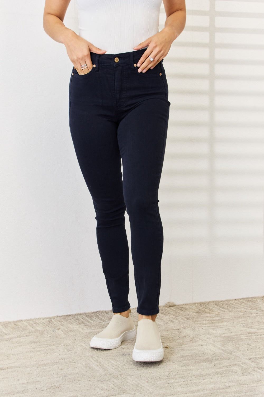 Judy Blue Tummy Control Navy Skinny Jeans - Inspired Eye Boutique