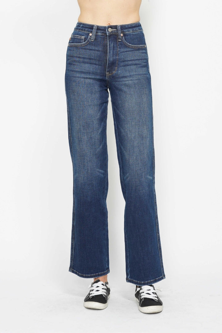 Judy Blue - Tummy Control Straight Leg Jeans - Dark Wash - Inspired Eye Boutique