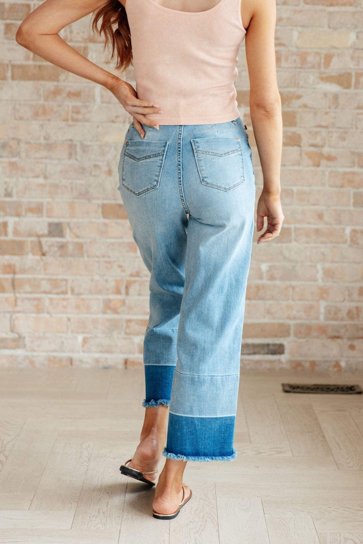 Judy Blue - Wide Leg - Crop Jeans - Medium Wash - Inspired Eye Boutique