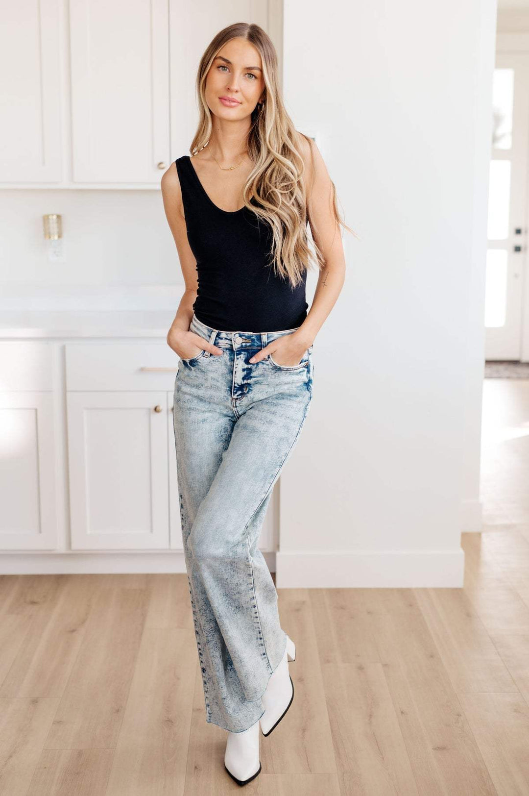 Judy Blue - Wide Leg Jeans - Mineral Wash - Inspired Eye Boutique