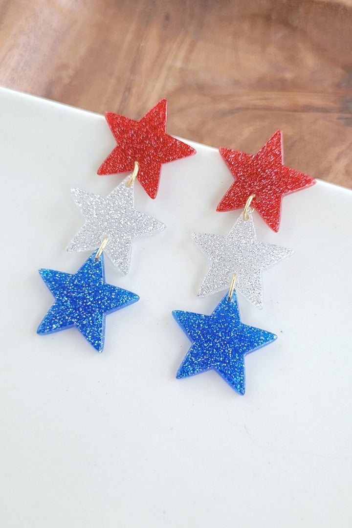 July 4th Star Sparkle Dangle Earrings - Inspired Eye Boutique