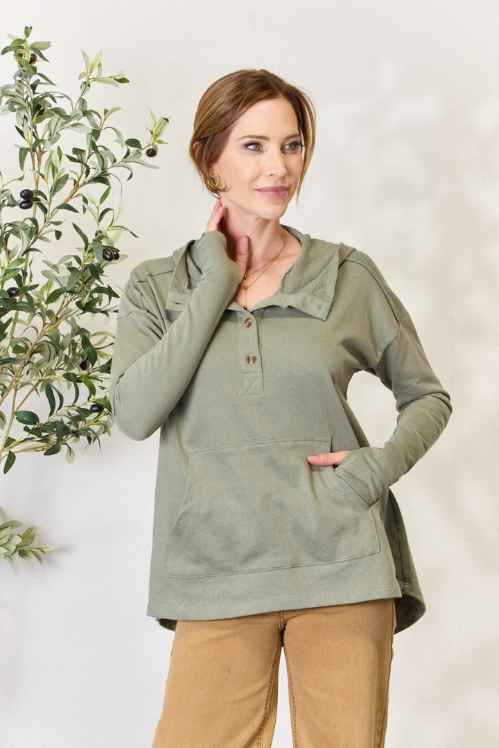 Olive Green Zip Up Hoodie - Inspired Eye Boutique
