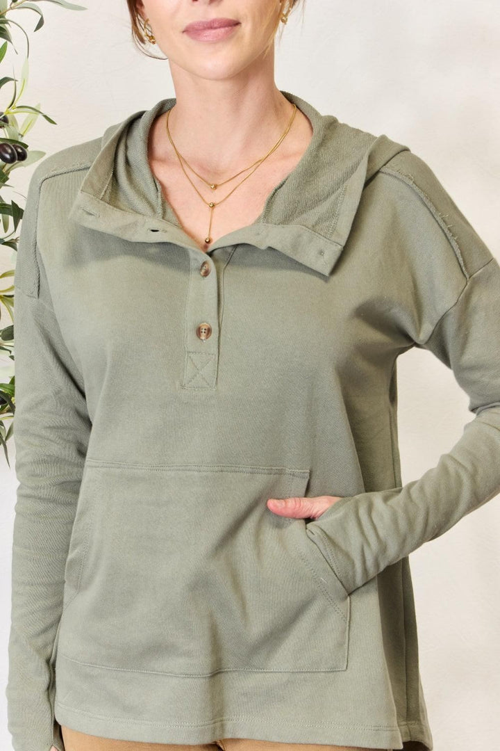 Olive Green Zip Up Hoodie - Inspired Eye Boutique