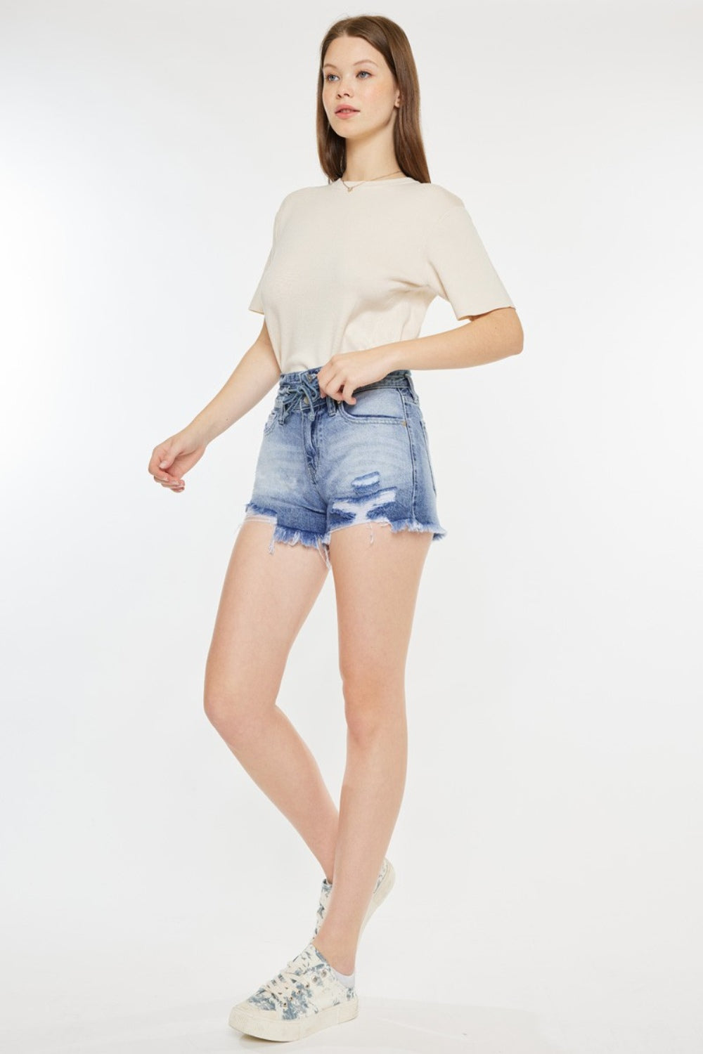 KanCan Belted Denim Shorts - Inspired Eye Boutique