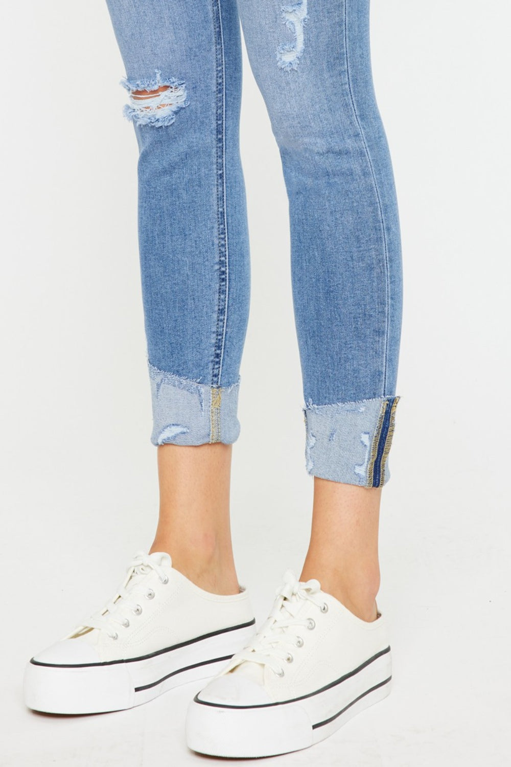 KanCan - Button Fly Distressed Skinny Jeans - Inspired Eye Boutique