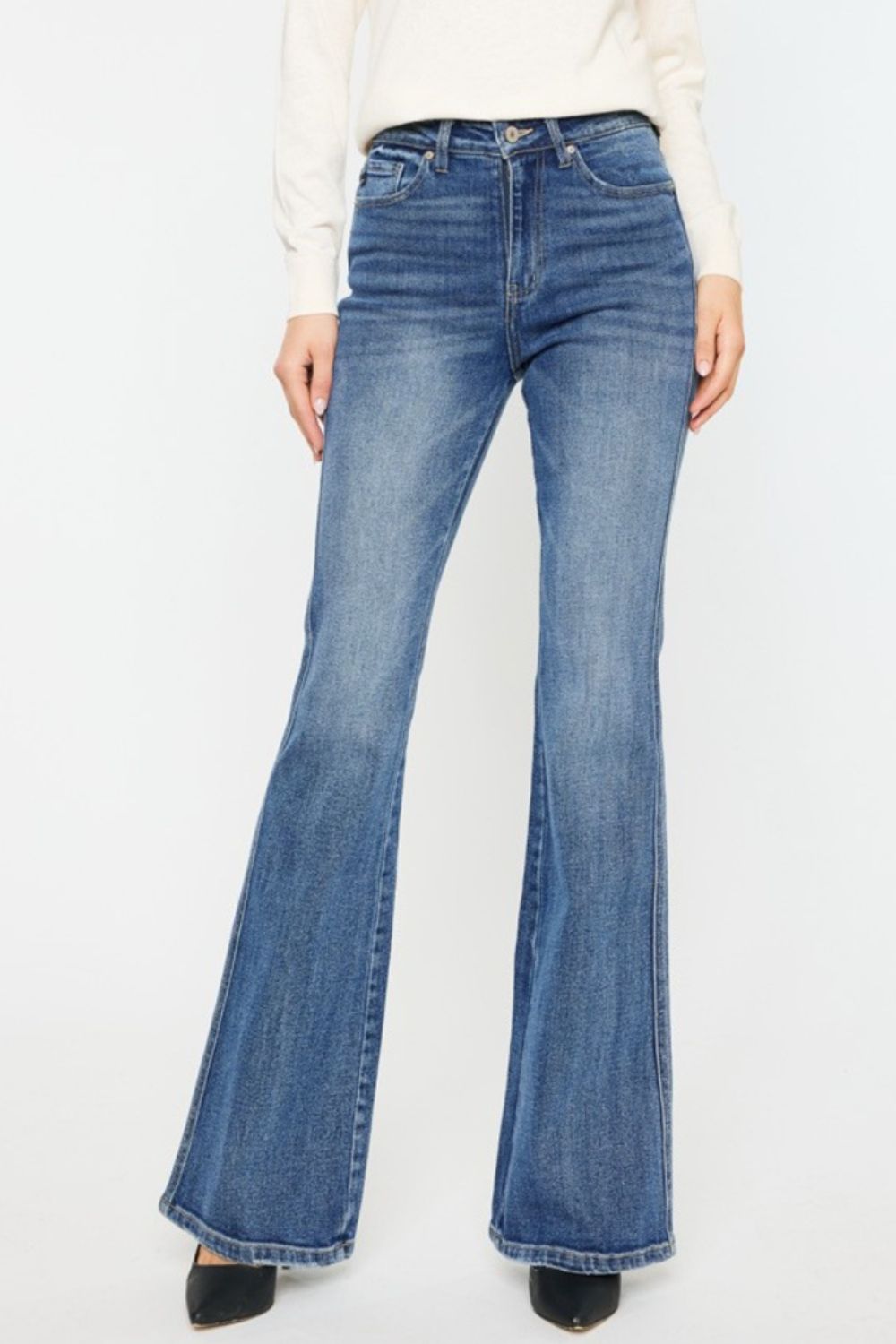 KanCan Flare Jeans - High Rise - Medium Wash - Inspired Eye Boutique