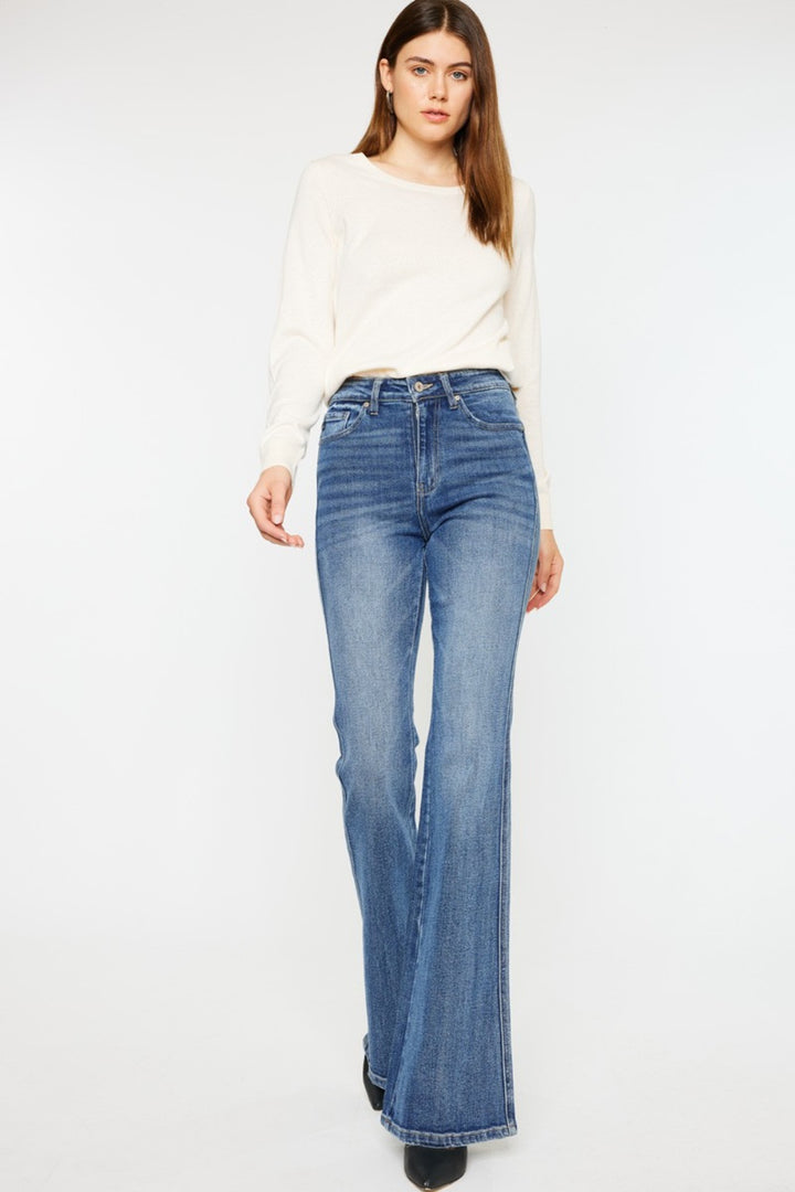 KanCan Flare Jeans - High Rise - Medium Wash - Inspired Eye Boutique