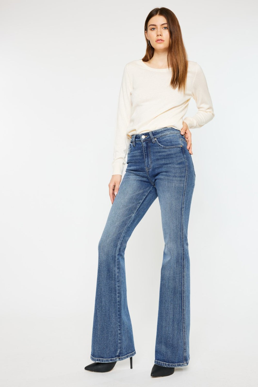 KanCan Flare Jeans - High Rise - Medium Wash - Inspired Eye Boutique