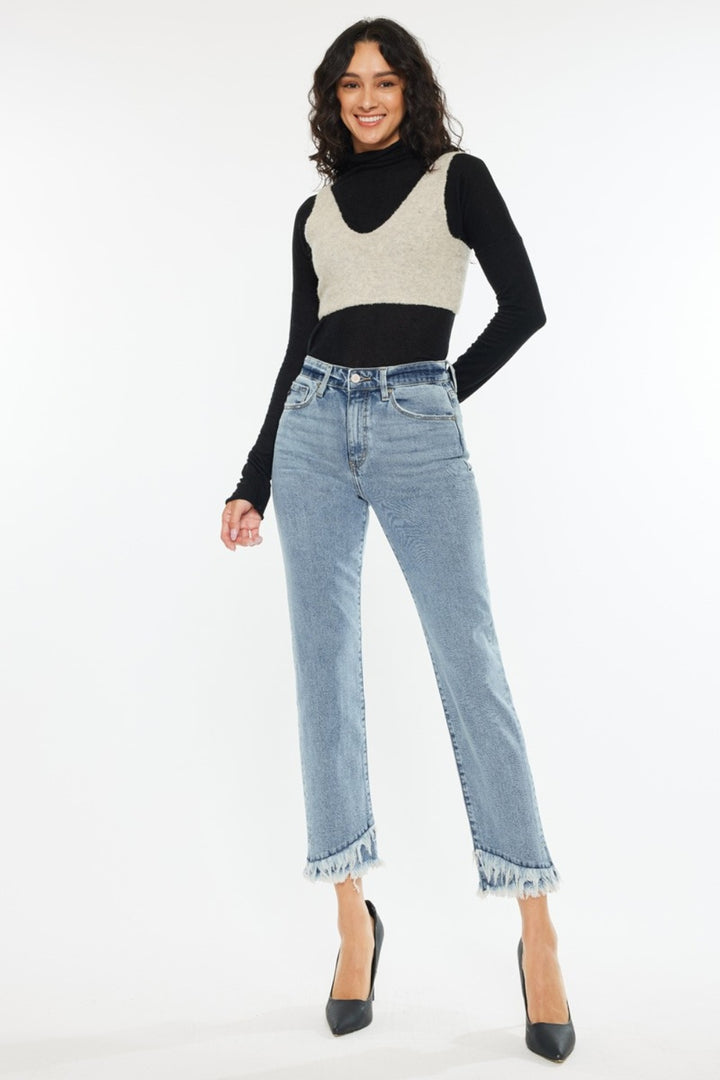 KanCan - Frayed Hem Straight Leg Jeans - Inspired Eye Boutique