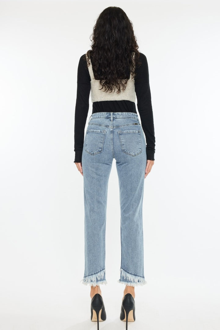 KanCan - Frayed Hem Straight Leg Jeans - Inspired Eye Boutique