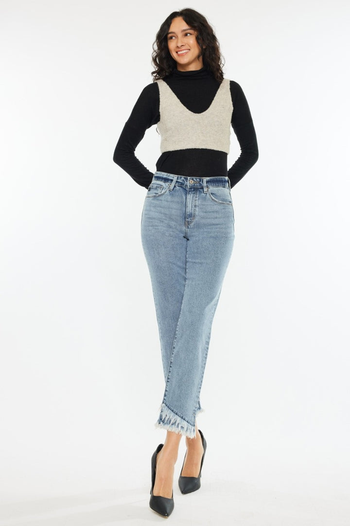 KanCan - Frayed Hem Straight Leg Jeans - Inspired Eye Boutique