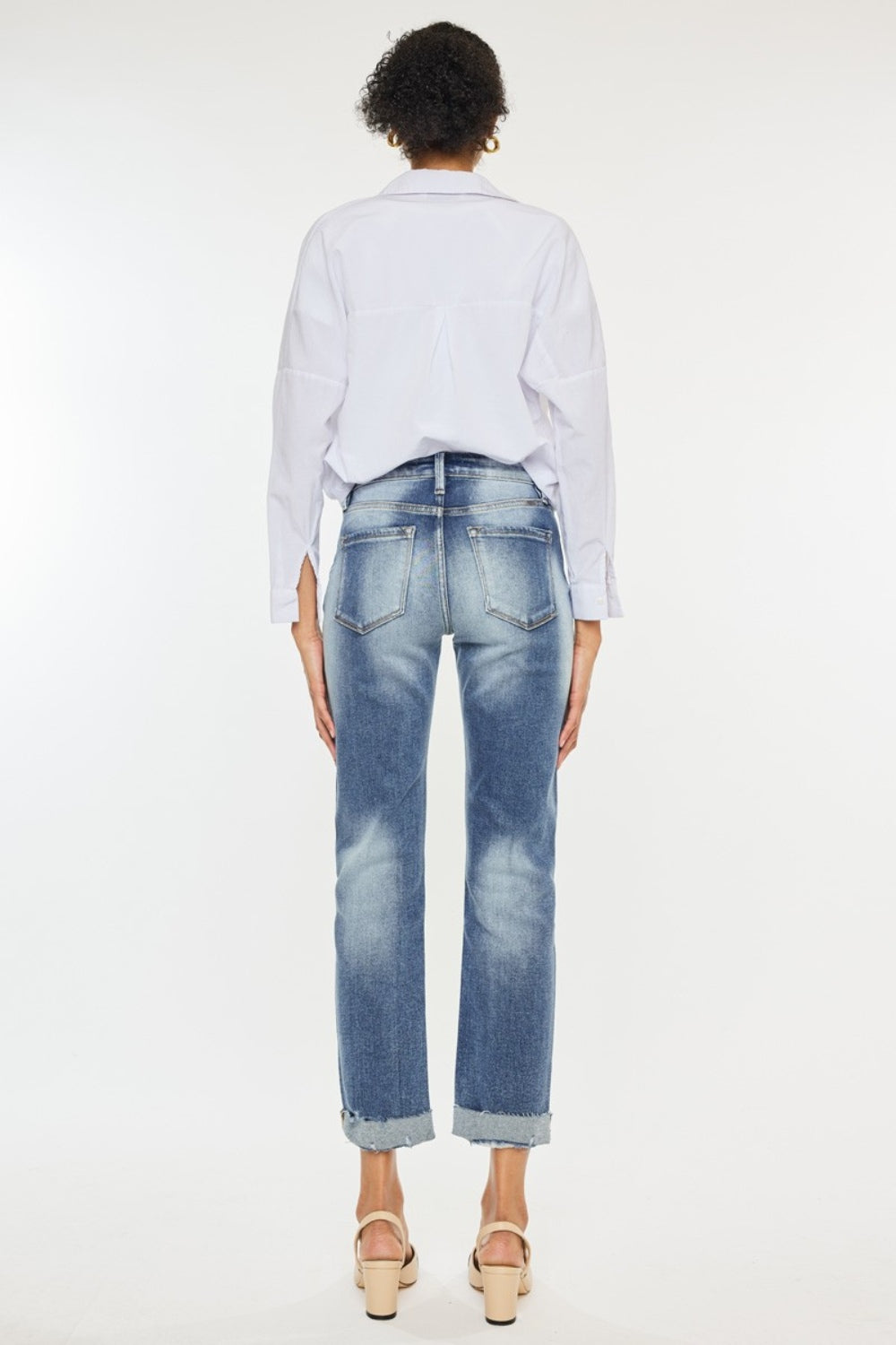 KanCan - High Rise Cuffed Straight Leg Jeans - Inspired Eye Boutique