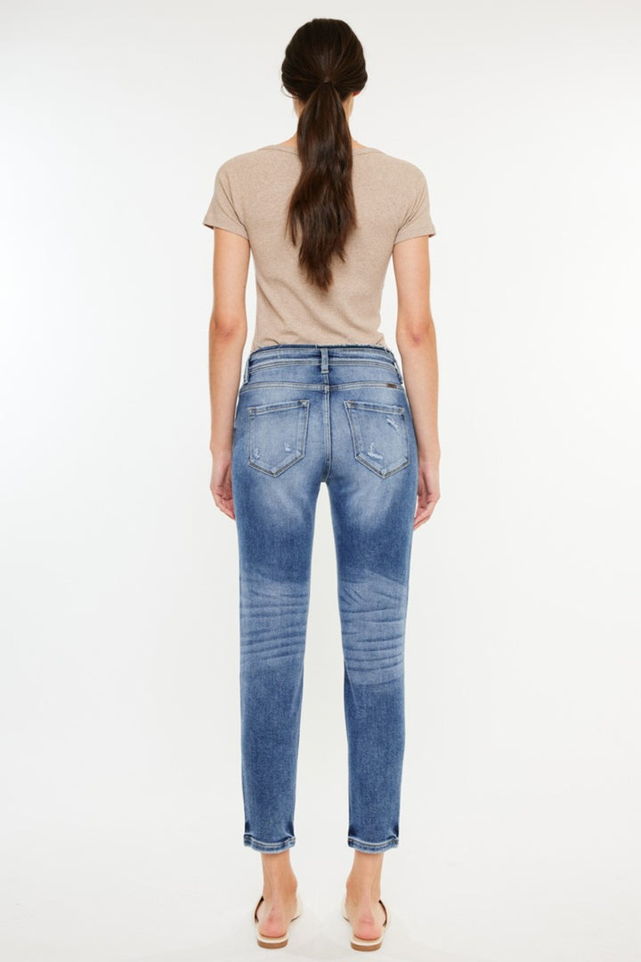 KanCan High Rise Distressed Mom Jeans - Inspired Eye Boutique