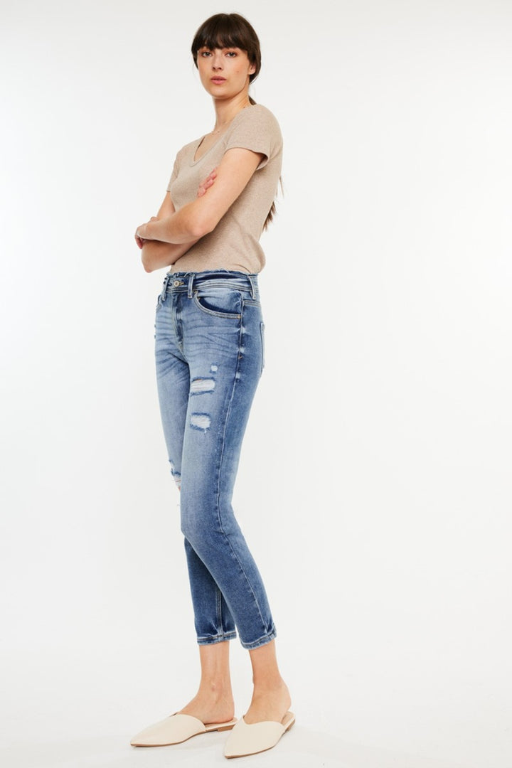 KanCan High Rise Distressed Mom Jeans - Inspired Eye Boutique