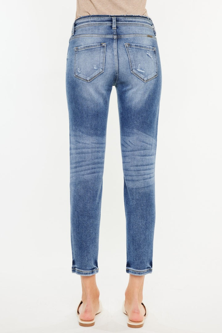 KanCan High Rise Distressed Mom Jeans - Inspired Eye Boutique