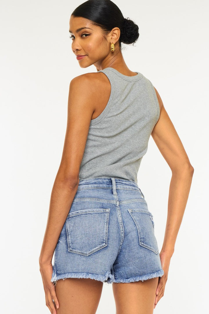 KanCan - High Rise Mom Shorts - Frayed Hem - Distressed - Inspired Eye Boutique