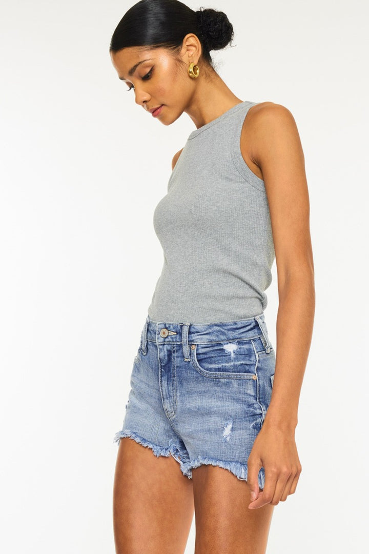 KanCan - High Rise Mom Shorts - Frayed Hem - Distressed - Inspired Eye Boutique