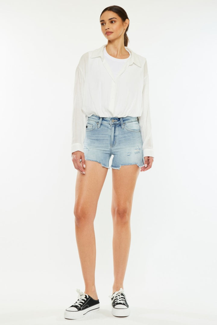 Kancan - High Rise Side Slit Denim Shorts - Inspired Eye Boutique