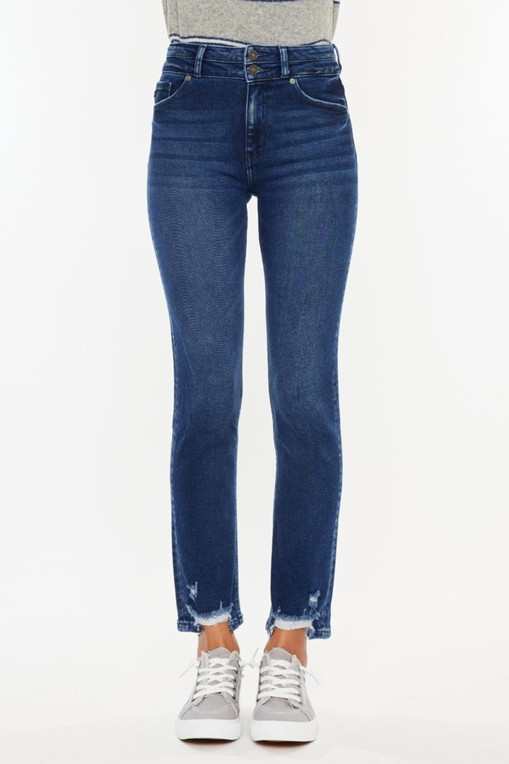 KanCan - High Rise Slim Straight Jeans - Dark Wash - Inspired Eye Boutique