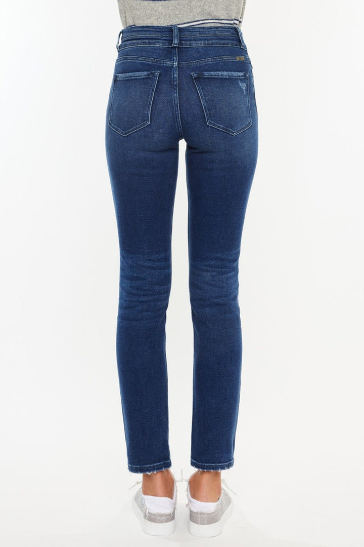 KanCan - High Rise Slim Straight Jeans - Dark Wash - Inspired Eye Boutique