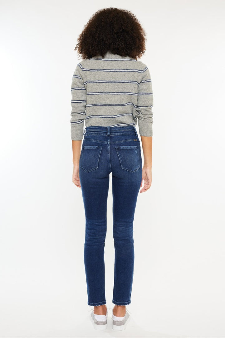 KanCan - High Rise Slim Straight Jeans - Dark Wash - Inspired Eye Boutique