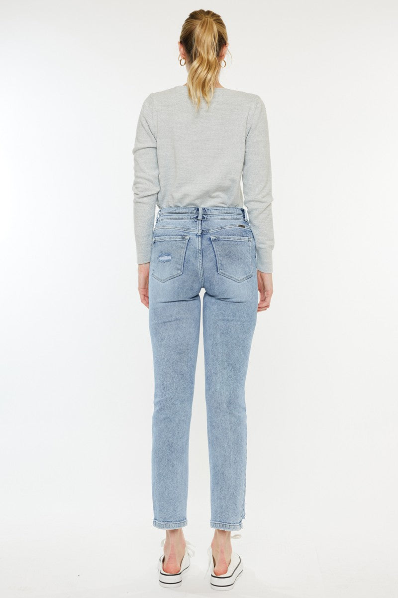 KanCan - High Rise Slim Straight Jeans - Light Wash - Inspired Eye Boutique