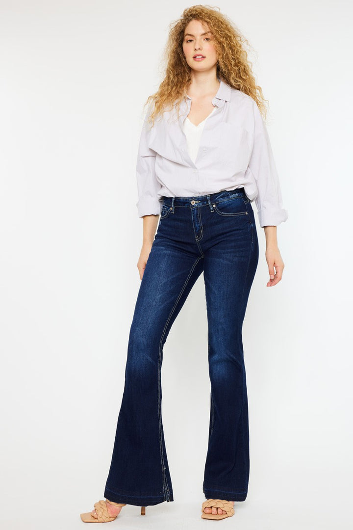 KanCan - Mid-Rise Dark Wash Flare Jeans - Inspired Eye Boutique