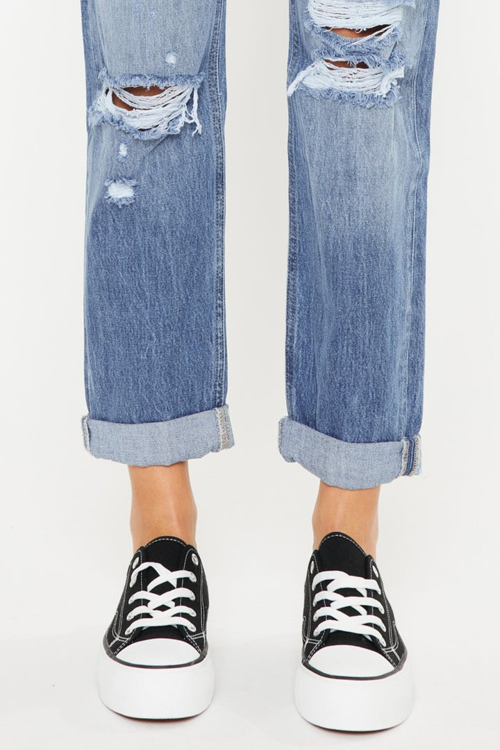 KanCan - Mid Rise Distressed Boyfriend Jeans - Inspired Eye Boutique