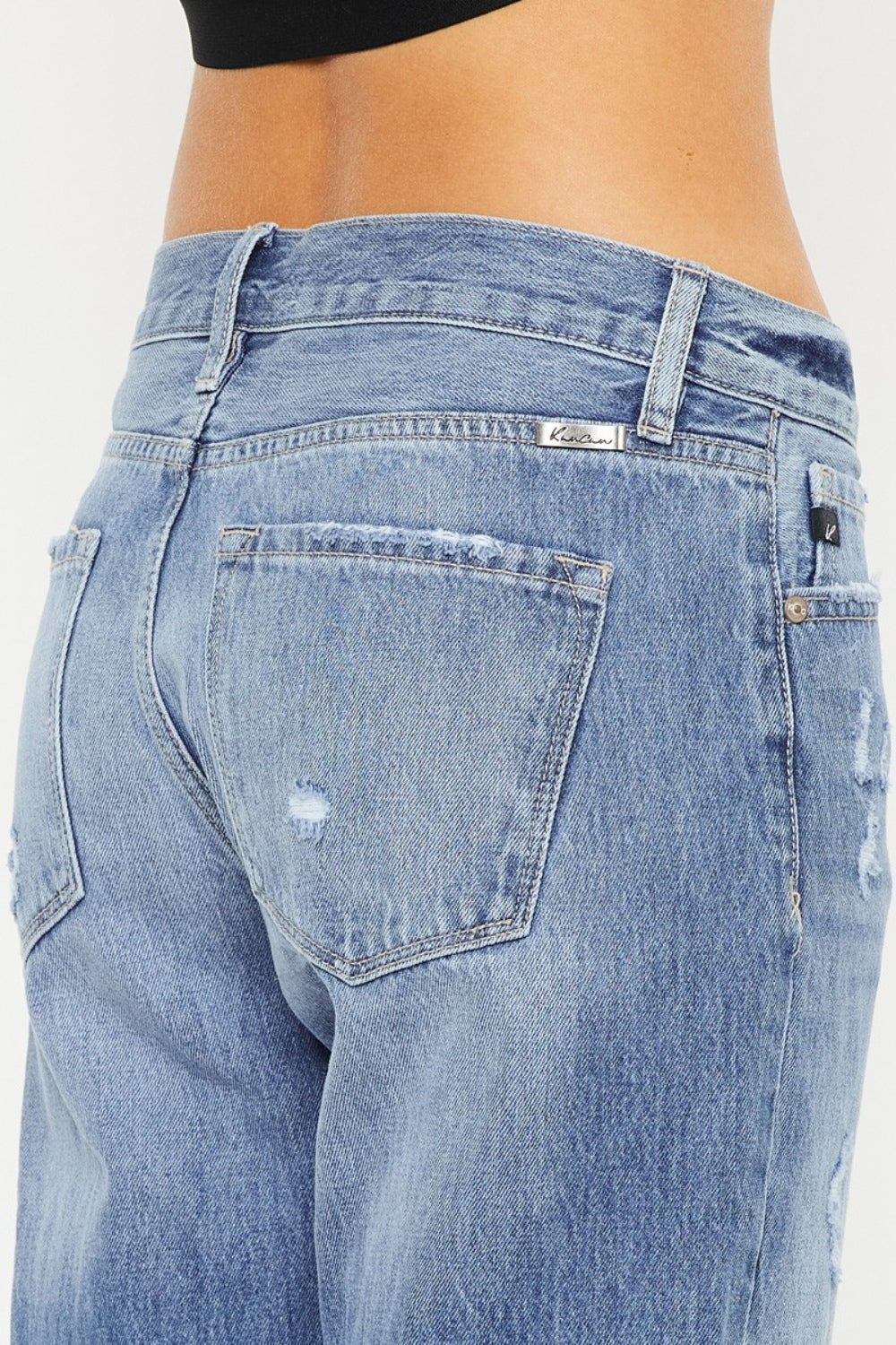 KanCan - Mid Rise Distressed Boyfriend Jeans - Inspired Eye Boutique