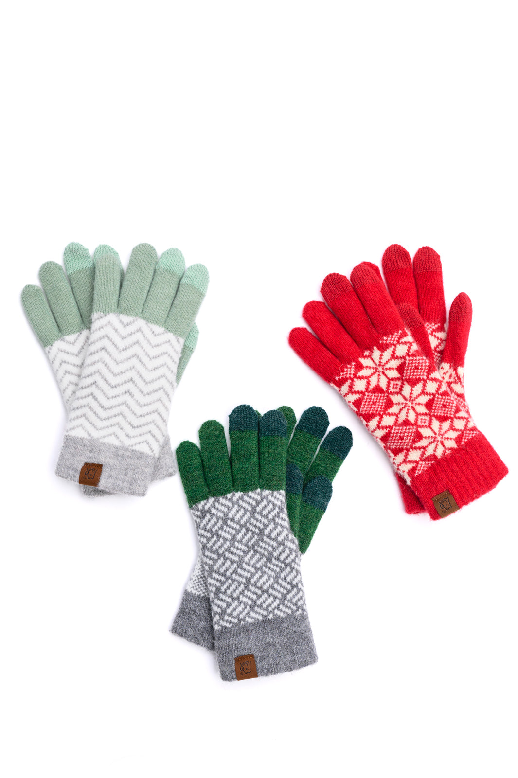 Knit Glove Set of 3 - Red and Green - Inspired Eye Boutique